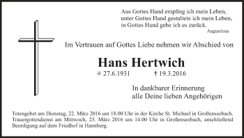 Anzeige von Hans Hertwich von MGO