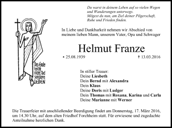 Anzeige von Helmut Franze von MGO
