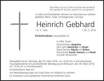 Anzeige von Heinrich Gebhard von MGO