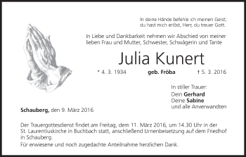 Anzeige von Julia Kunert von MGO