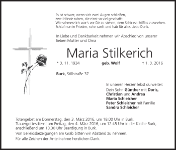 Anzeige von Maria Stilkerich von MGO