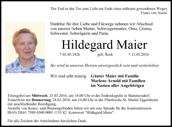 Anzeige von Hildegard Maier von MGO