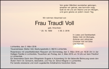 Anzeige von Traudl Voll von MGO