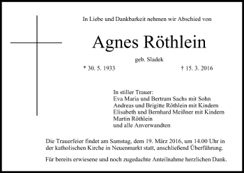 Anzeige von Agnes Röthlein von MGO