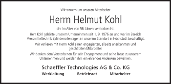 Anzeige von Helmut Kohl von MGO