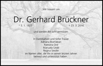 Anzeige von Gerhard Brückner von MGO