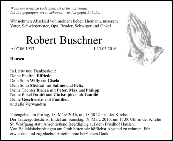 Anzeige von Robert Buschner von MGO