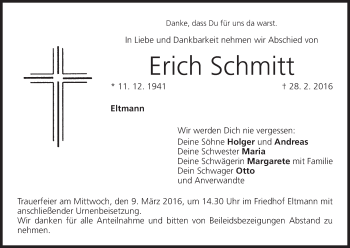 Anzeige von Erich Schmitt von MGO