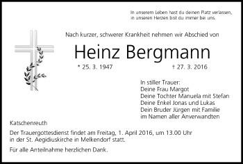 Anzeige von Heinz Bergmann von MGO