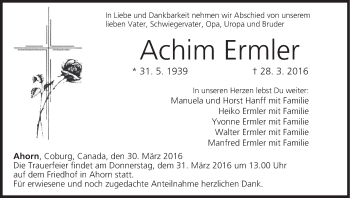 Anzeige von Achim Ermler von MGO