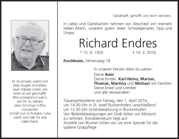 Anzeige von Richard Endres von MGO