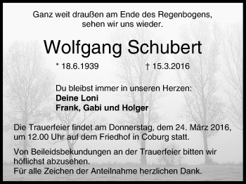 Anzeige von Wolfgang Schubert von MGO