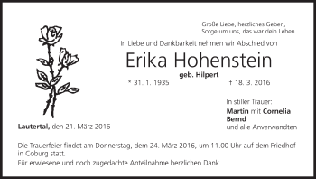Anzeige von Erika Hohenstein von MGO