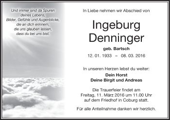 Anzeige von Ingeburg Denninger von MGO