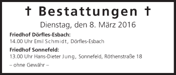 Anzeige von Bestattungen vom 08.03.2016 von MGO