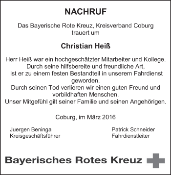Anzeige von Christian Heiß von MGO