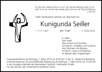 Anzeige von Kunigunda Seiller von MGO