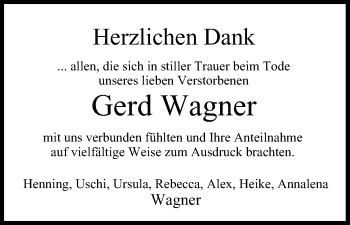 Anzeige von Gerd Wagner von MGO