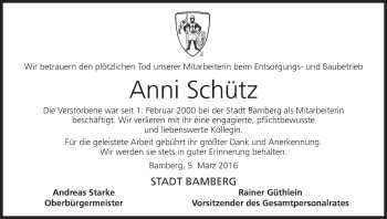 Anzeige von Anni Schütz von MGO