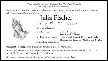 Anzeige von Julia Fischer von MGO