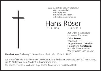 Anzeige von Hans Röser von MGO