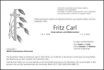 Anzeige von Fritz Carl von MGO
