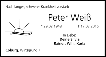 Anzeige von Peter Weiß von MGO