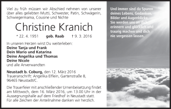 Anzeige von Christine Kranich von MGO
