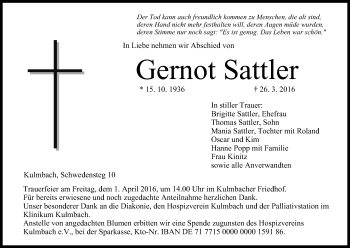 Anzeige von Gernot Sattler von MGO