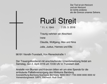 Anzeige von Rudi Streit von MGO
