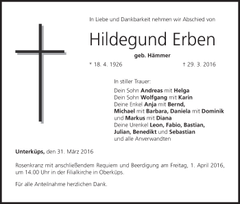 Anzeige von Hildegund Erben von MGO