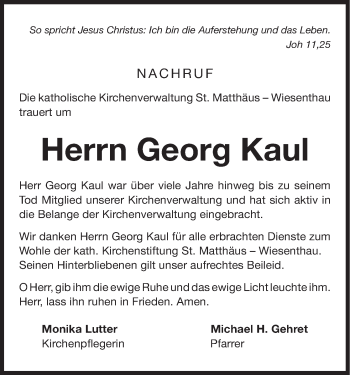 Anzeige von Georg Kaul von MGO