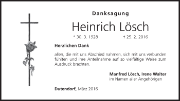 Anzeige von Heinrich Lösch von MGO