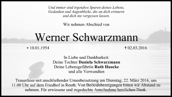 Anzeige von Werner Schwarzmann von MGO