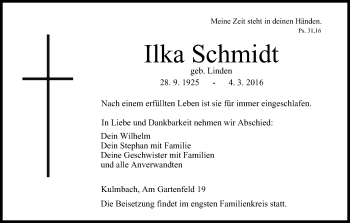 Anzeige von Ilka Schmidt von MGO