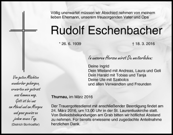 Anzeige von Rudolf Eschenbacher von MGO