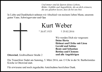 Anzeige von Kurt Weber von MGO