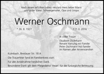 Anzeige von Werner Oschmann von MGO