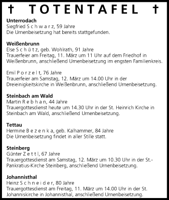 Anzeige von Totentafel vom 10.03.2016 von MGO