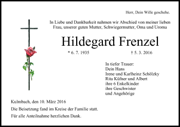 Anzeige von Hildegard Frenzel von MGO