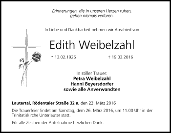 Anzeige von Edith Weibelzahl von MGO