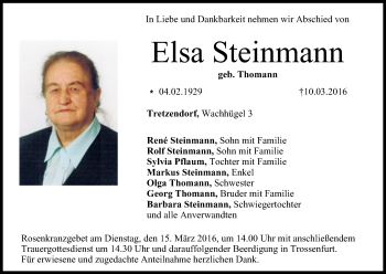 Anzeige von Elsa Steinmann von MGO