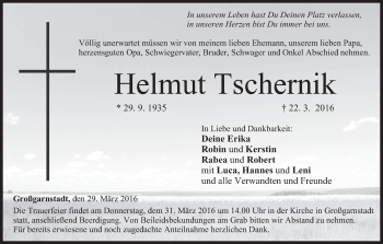 Anzeige von Helmut Tschernik von MGO