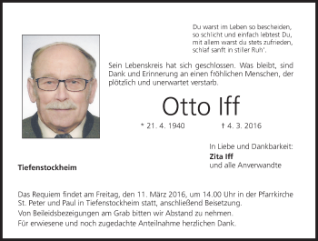 Anzeige von Otto Iff von MGO