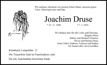 Anzeige von Joachim Druse von MGO