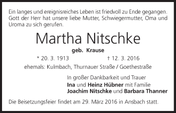 Anzeige von Martha Nitschke von MGO