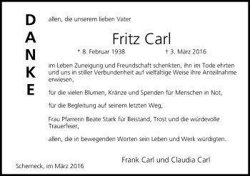 Anzeige von Fritz Carl von MGO