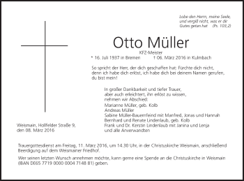 Anzeige von Otto Müller von MGO