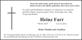 Anzeige von Heinz Farr von MGO