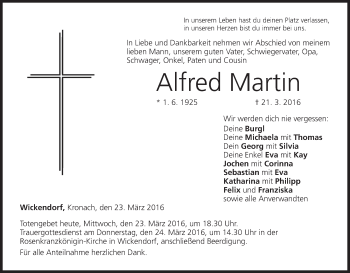 Anzeige von Alfred Martin von MGO